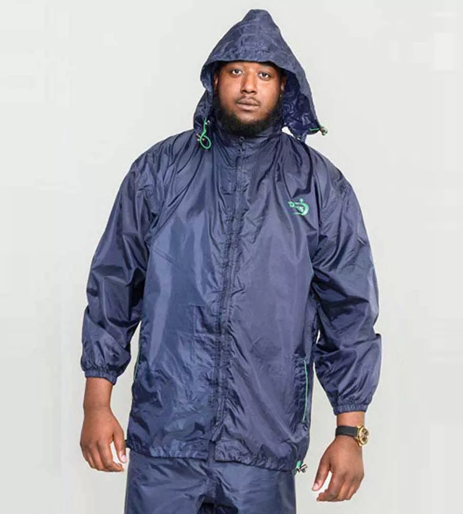 D555 Big Mens Navy Packaway Weather Proof Rain Jacket (ZAC NAVY)