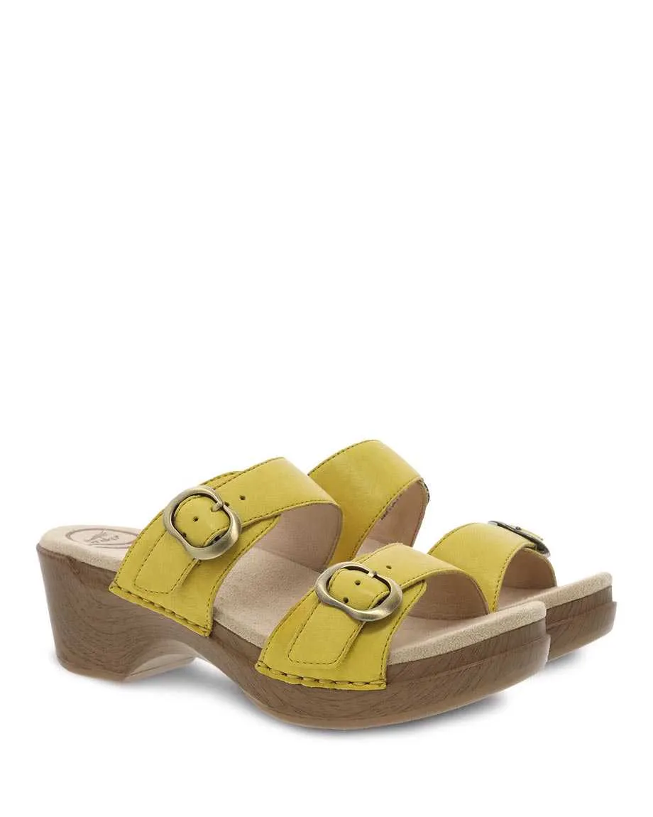 Dansko Womens Sophie Sandal- Yellow Burnished Leather