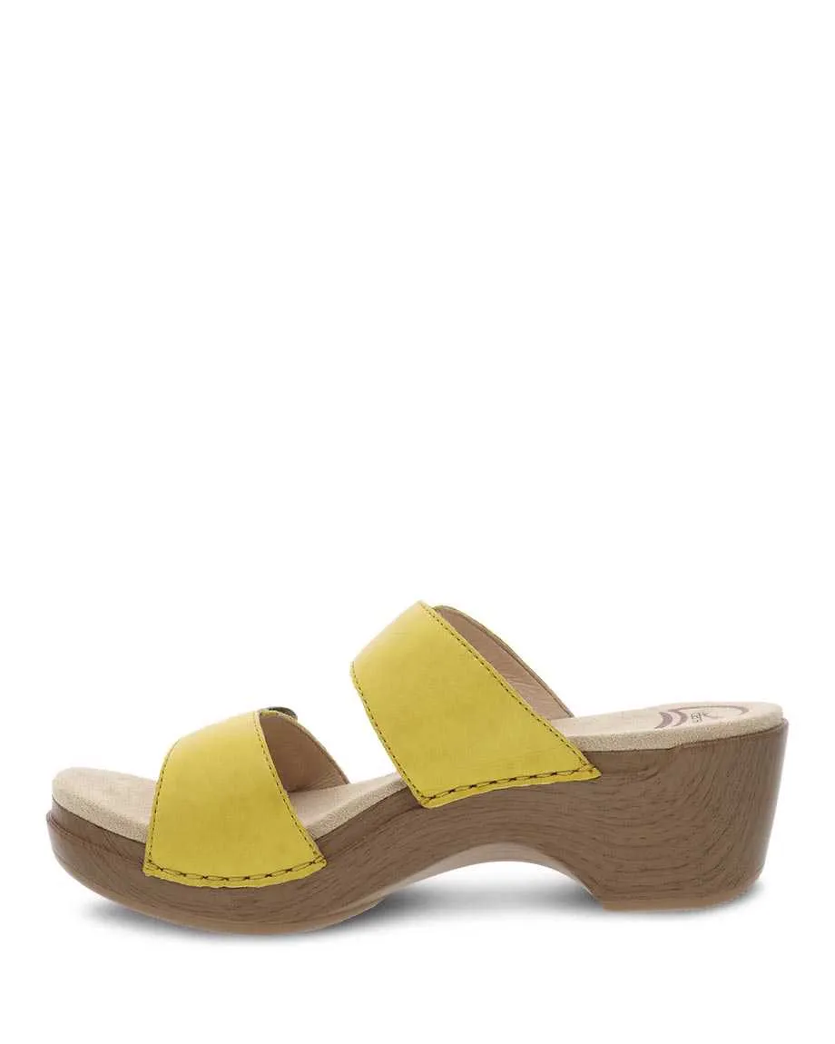 Dansko Womens Sophie Sandal- Yellow Burnished Leather