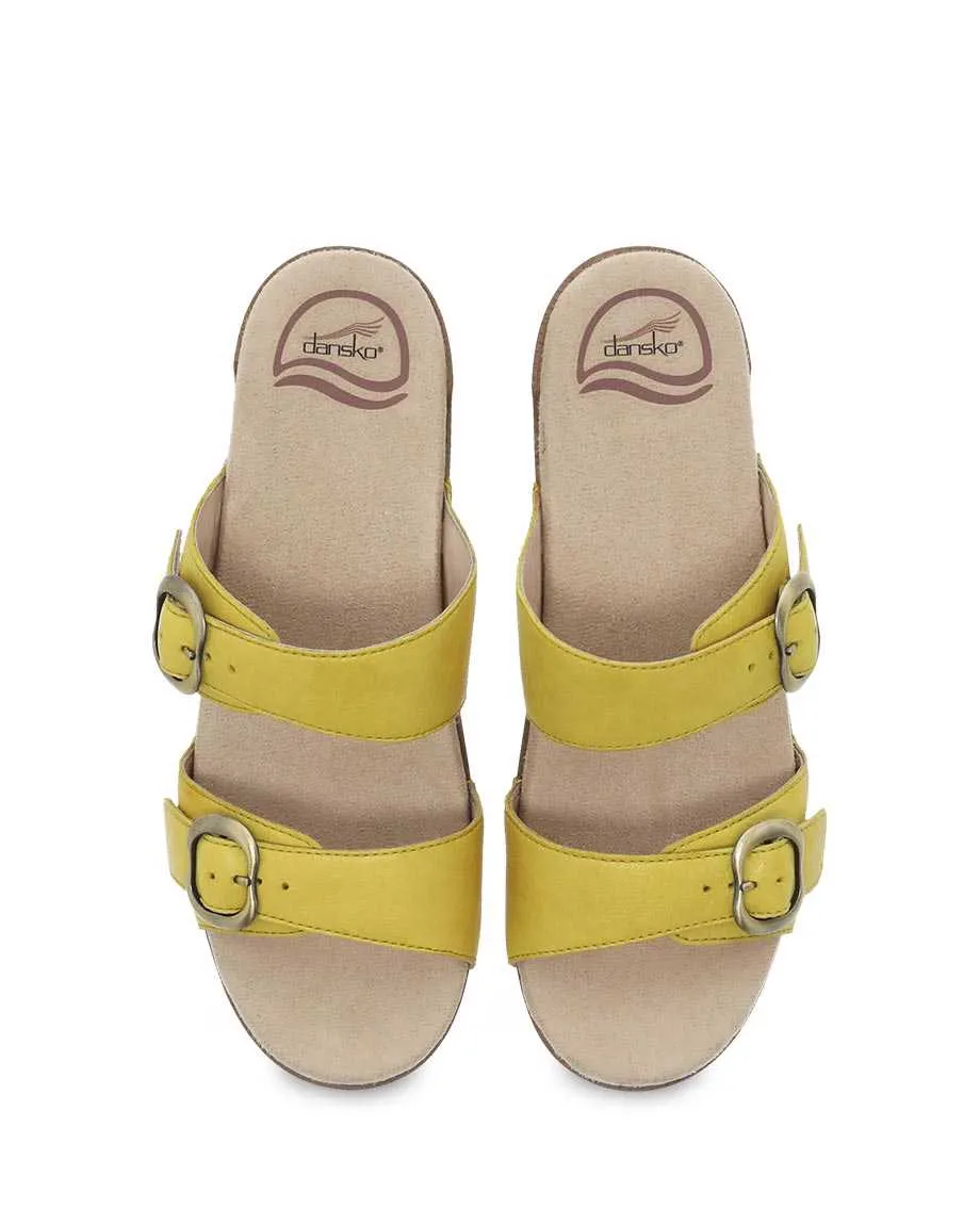 Dansko Womens Sophie Sandal- Yellow Burnished Leather