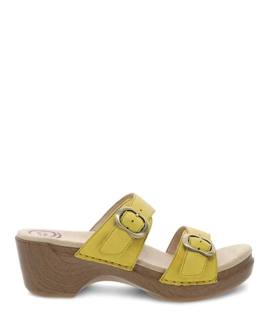 Dansko Womens Sophie Sandal- Yellow Burnished Leather