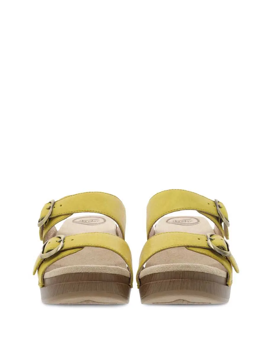 Dansko Womens Sophie Sandal- Yellow Burnished Leather