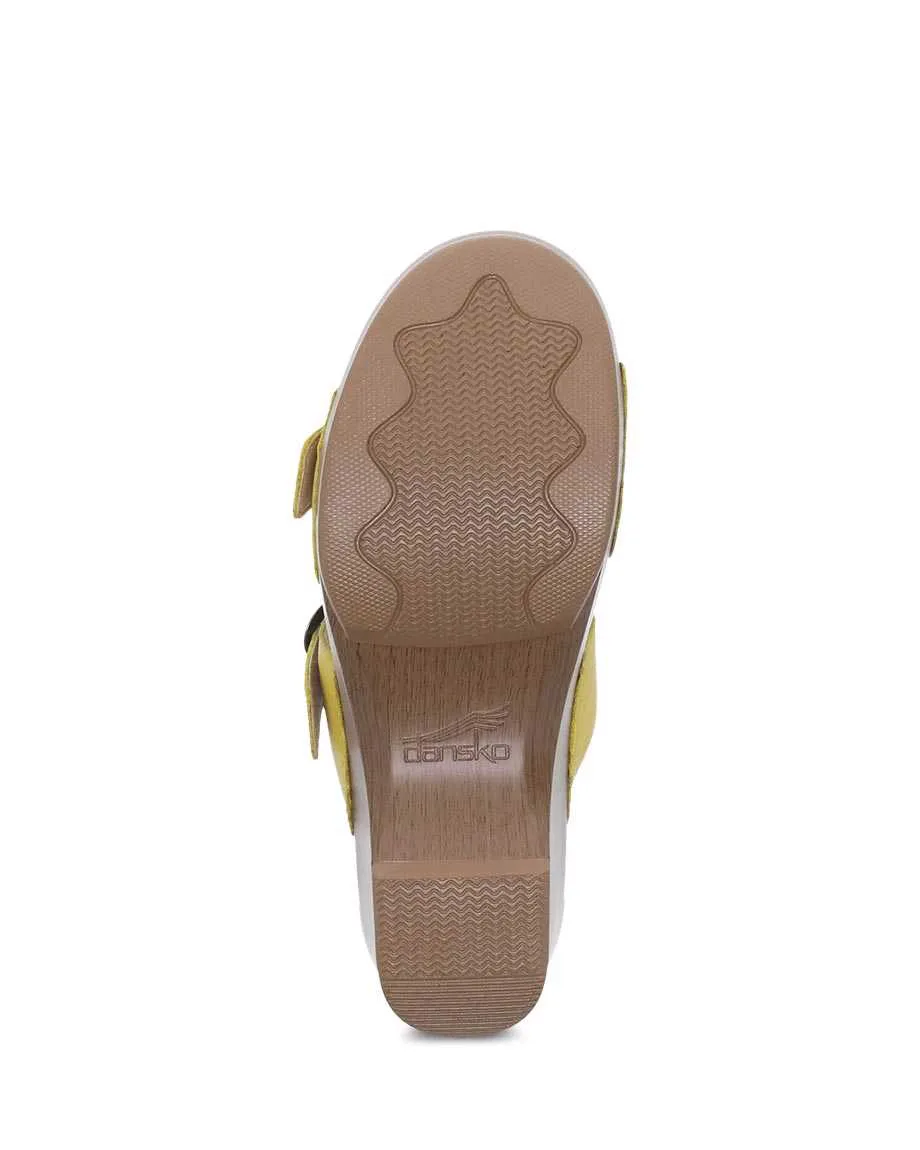 Dansko Womens Sophie Sandal- Yellow Burnished Leather