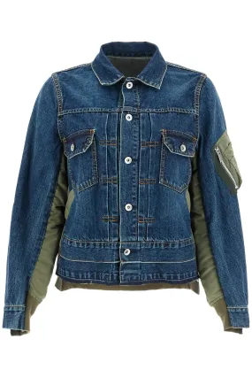 denim and nylon jacket for men