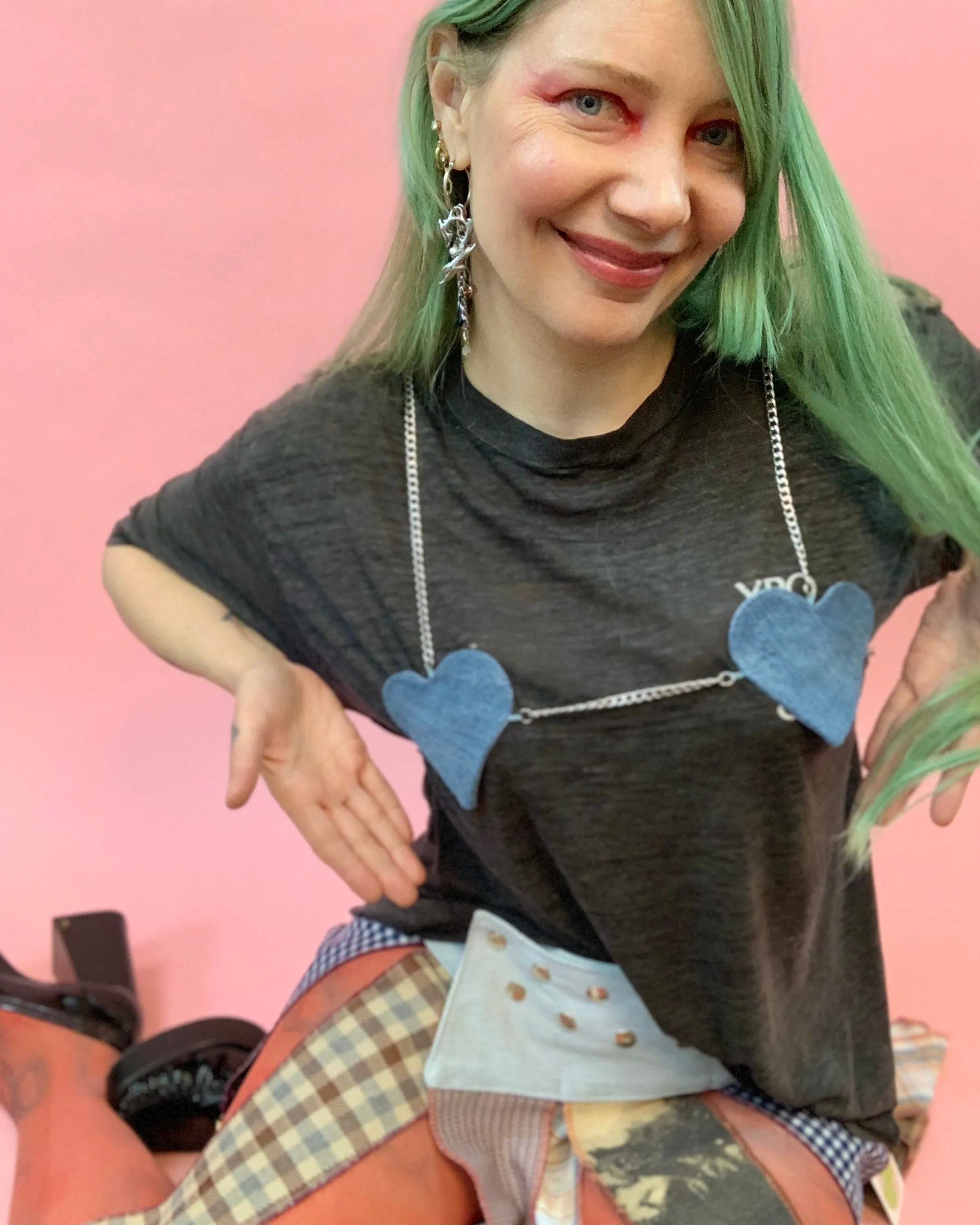 Denim heart micro bra