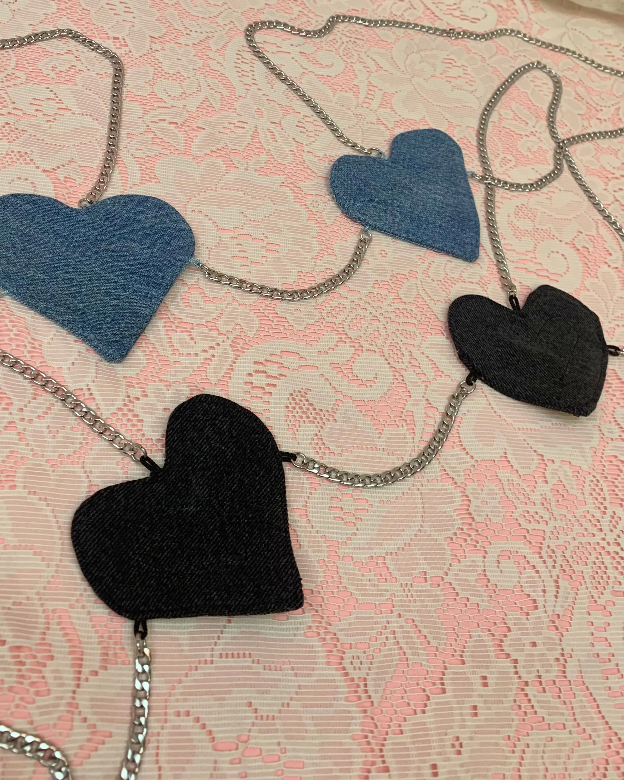 Denim heart micro bra