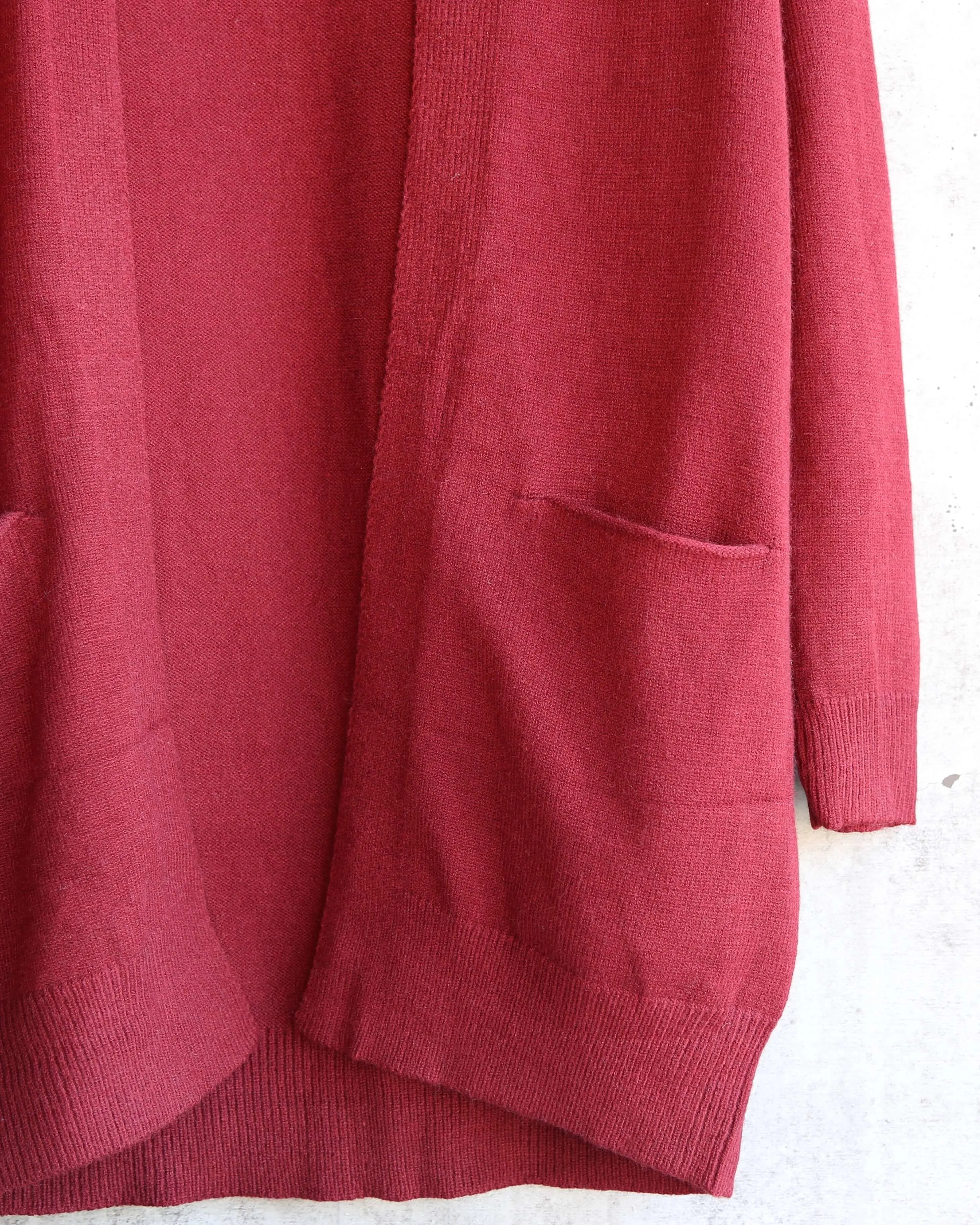 Dreamers - Cozy Open Cardigan in Burgundy