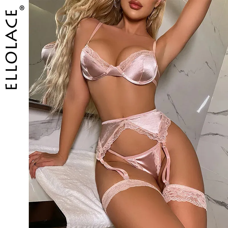 Ellolace Wetlook Lingerie Lace Patchwork Fancy Underwear