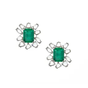 Emerald Rosecut Flower Studs