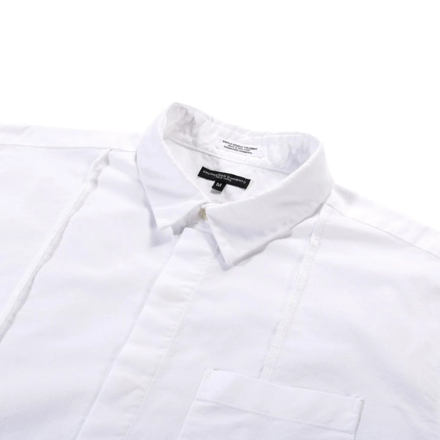 ENGINEERED GARMENTS COMBO SHORT COLLAR SHIRT WHITE COTTON OXFORD