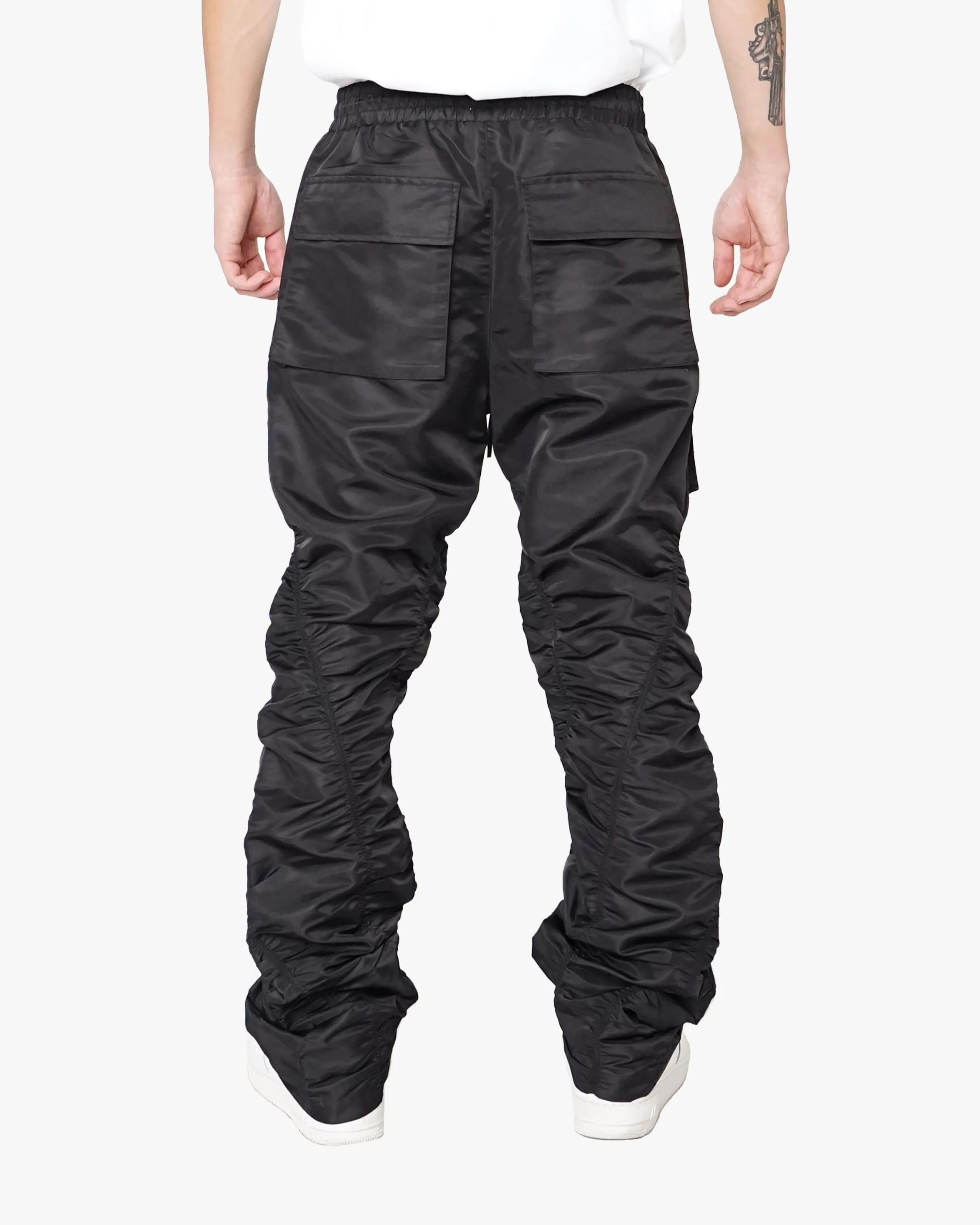 EPTM RUCHED FLARE PANTS-BLACK