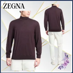 Ermenegildo Zegna  |Cashmere Silk Long Sleeves Plain Oversized Luxury Sweaters