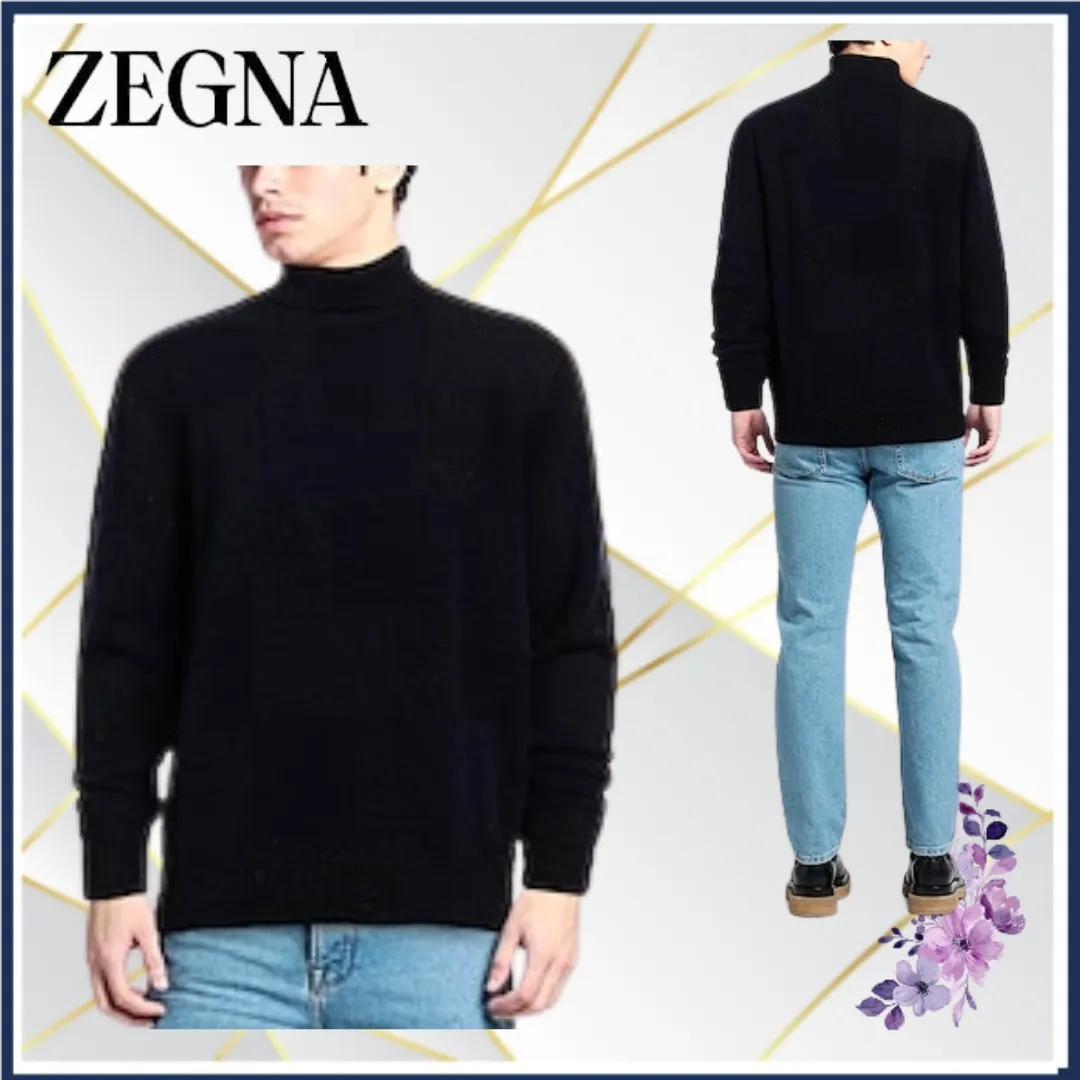 Ermenegildo Zegna  |Wool Cashmere Silk Long Sleeves Oversized Luxury Sweaters