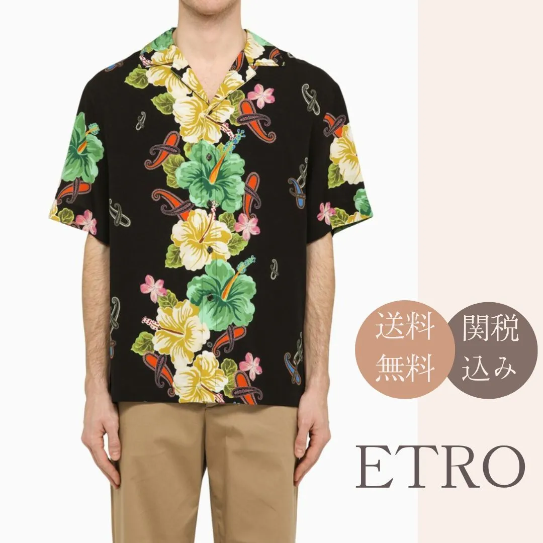 ETRO  |Flower Patterns Street Style Cotton Short Sleeves