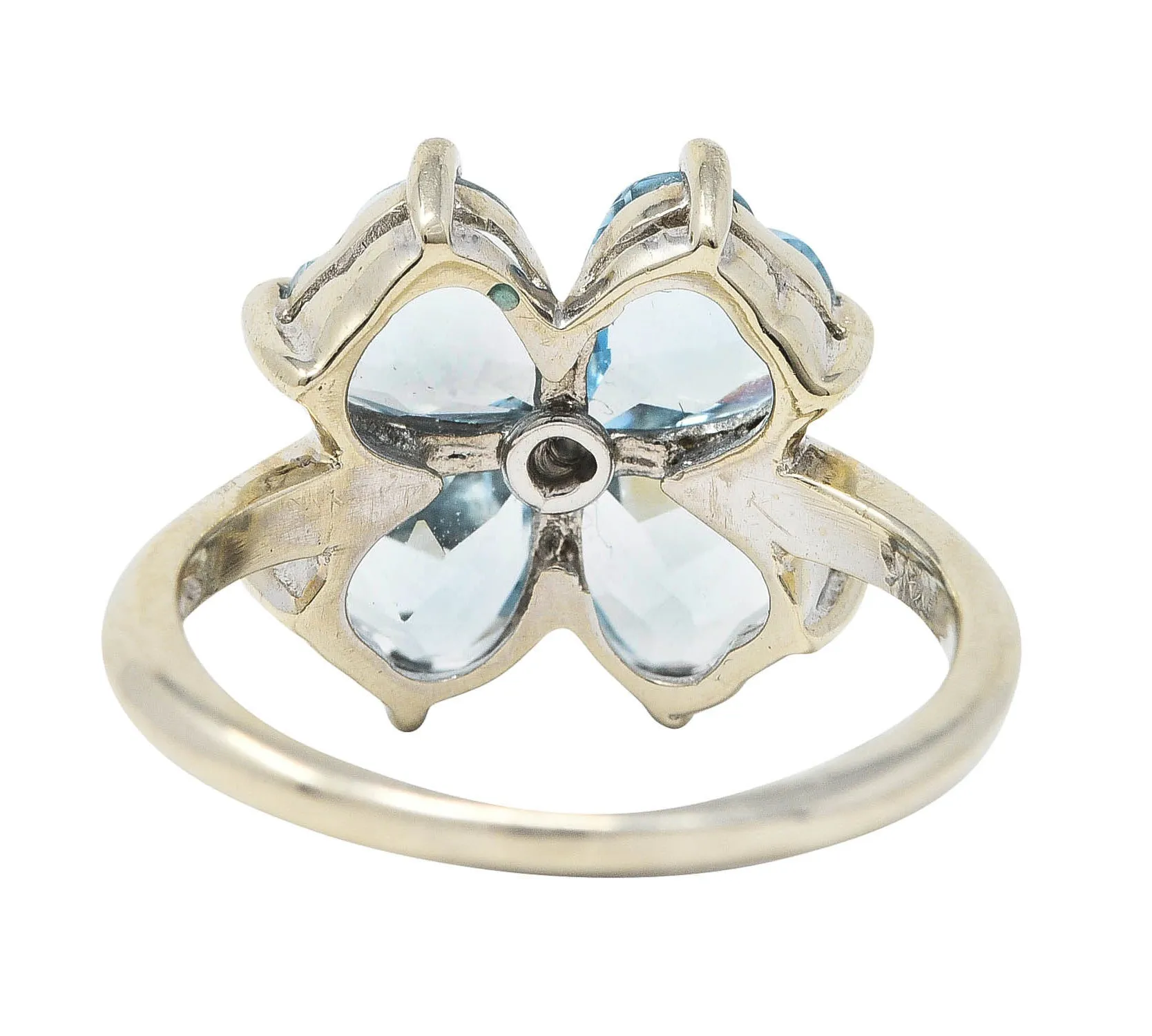 Felger & Co. Mid-Century 2.76 CTW Diamond Aquamarine 14 Karat White Gold Flower Ring