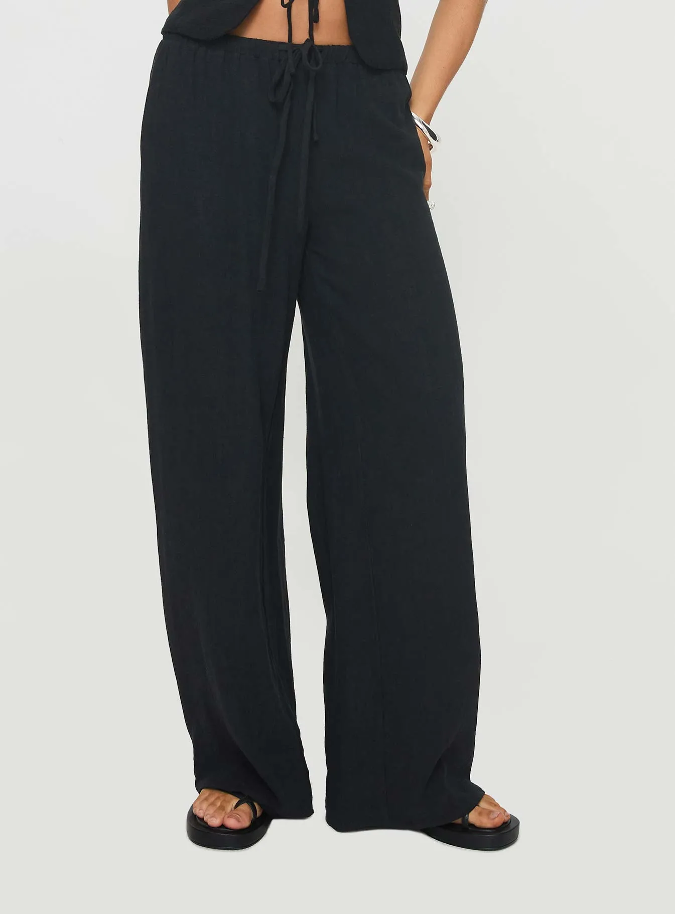 Felipe Linen Blend Pants Black