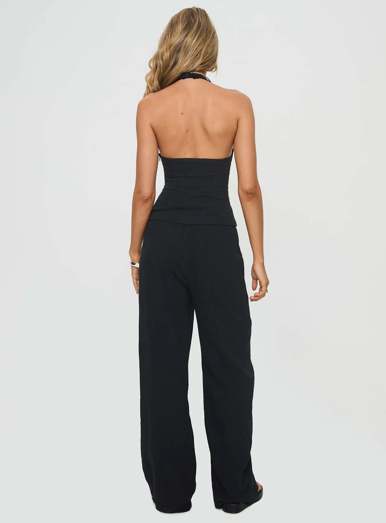 Felipe Linen Blend Pants Black