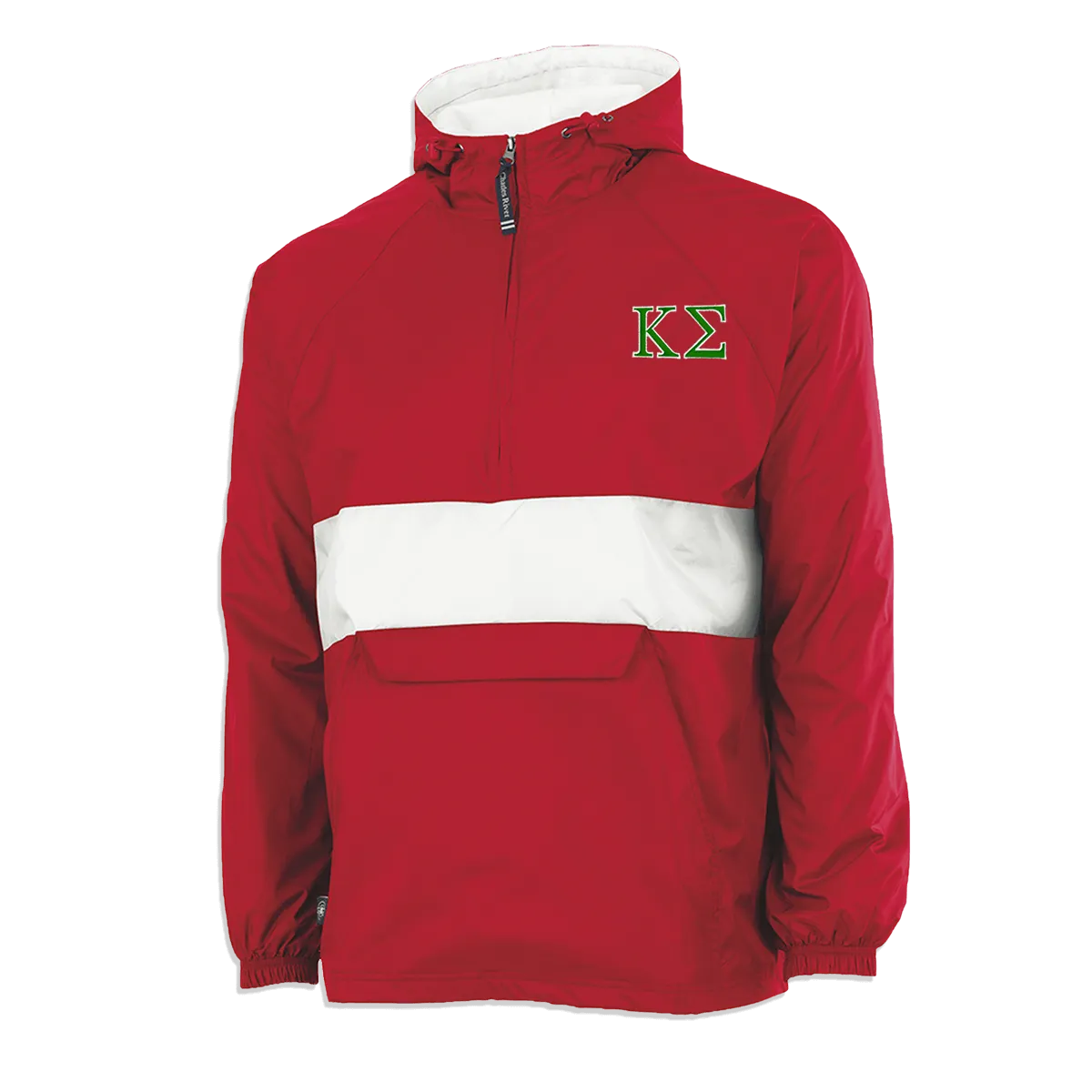 Fraternity Striped Pullover Jacket, 2-Color Greek Letters - EMB