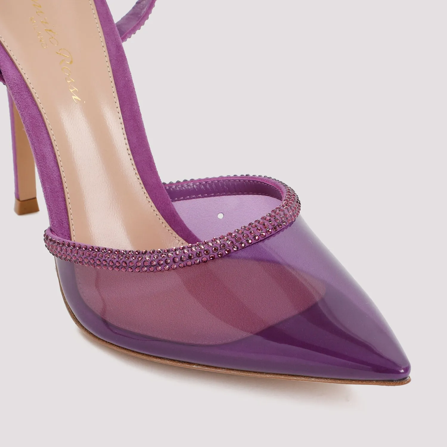 GIANVITO ROSSI Stunning Pink & Purple Sandals with Strass Heel - FW23 Collection