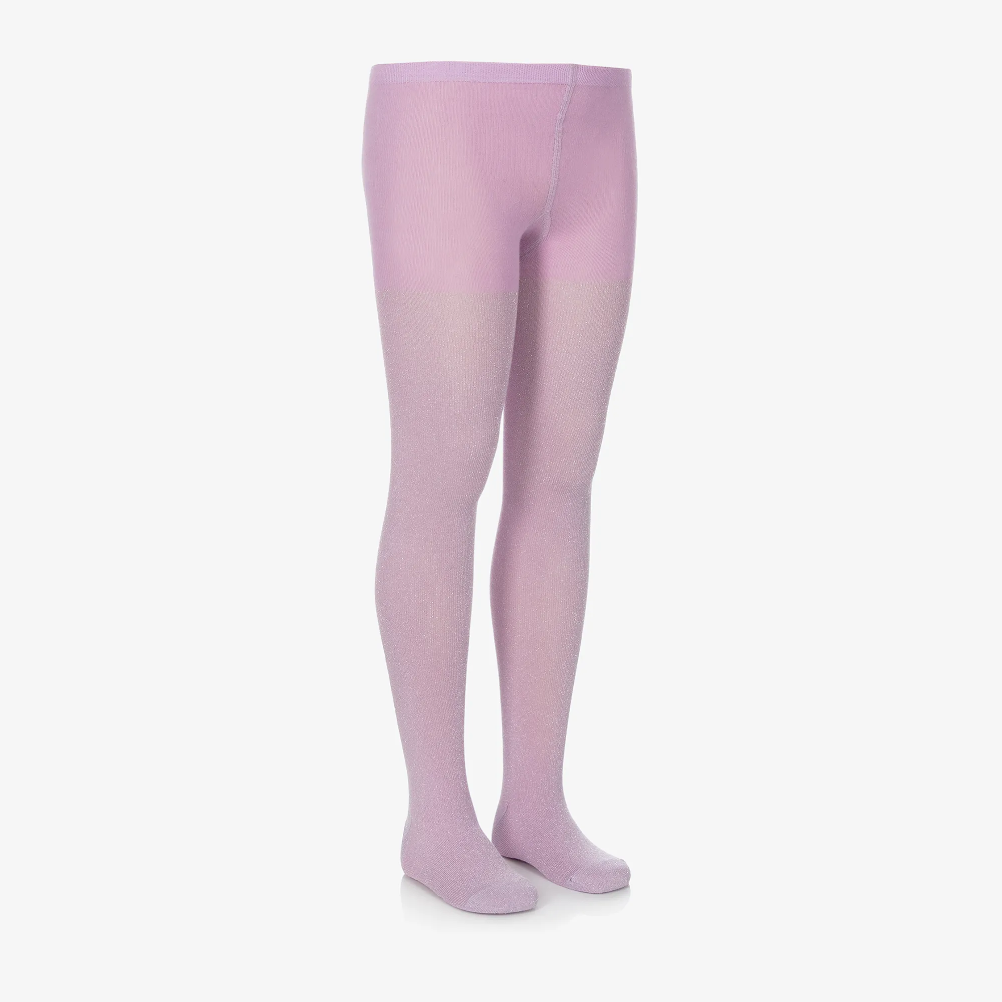 Girls Purple Cotton Glitter Tights