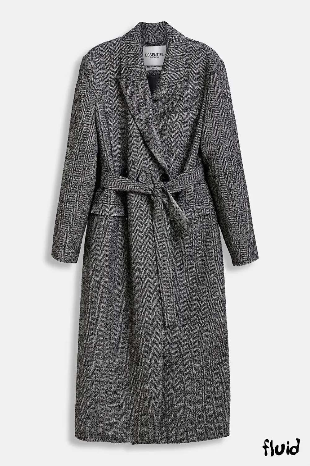 Glide Black and White Herringbone Coat