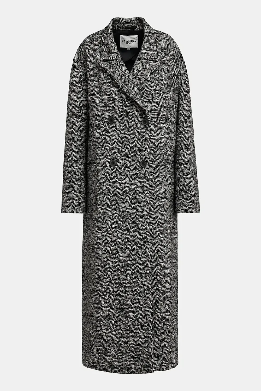 Glide Black and White Herringbone Coat