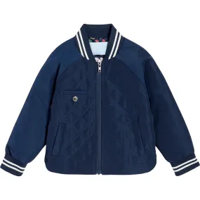 Hill House Home The Tiny Lee Zipped Quilt Bomber Jacket, Navy