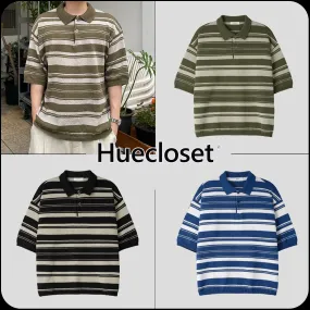 HUE  |[Huecloset]★Cozy Collar Stripe Knit (3 color)