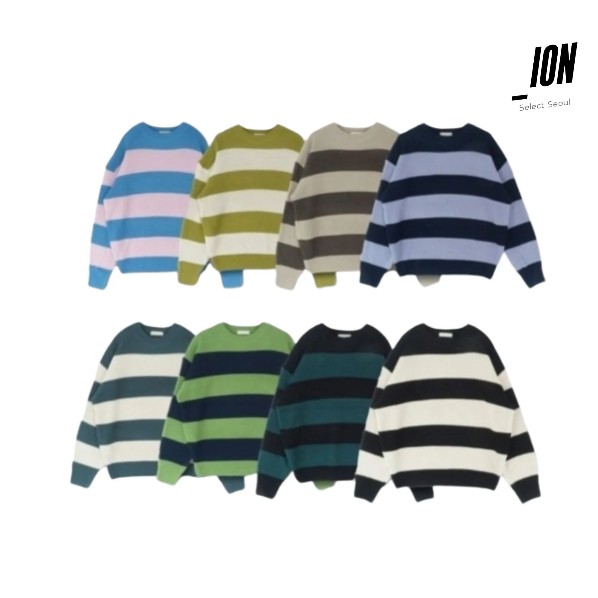 IONSEOUL  |Stripes Unisex Street Style Oversized Sweaters