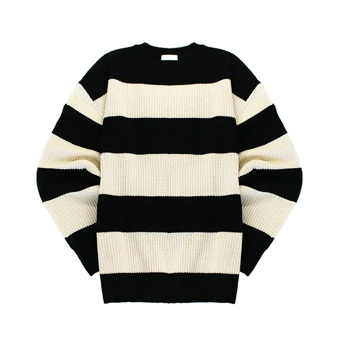 IONSEOUL  |Stripes Unisex Street Style Oversized Sweaters