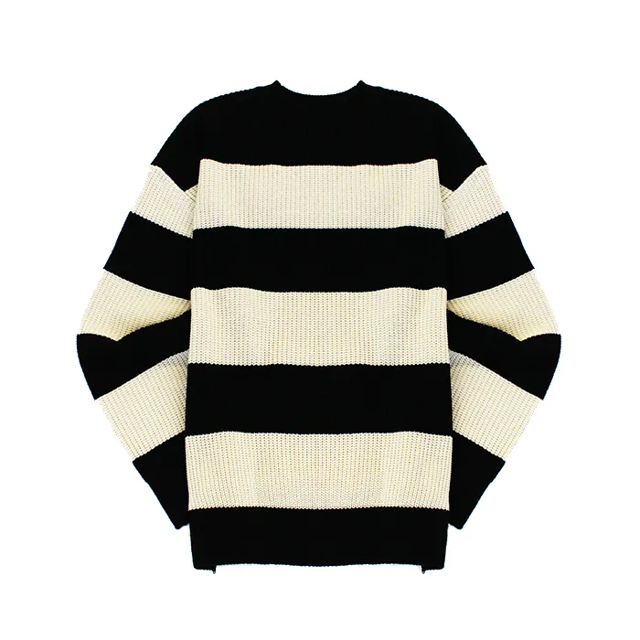 IONSEOUL  |Stripes Unisex Street Style Oversized Sweaters