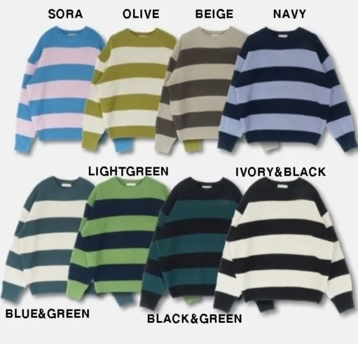 IONSEOUL  |Stripes Unisex Street Style Oversized Sweaters