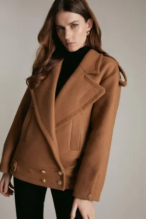 Italian Wool Short Military Coat | Karen Millen