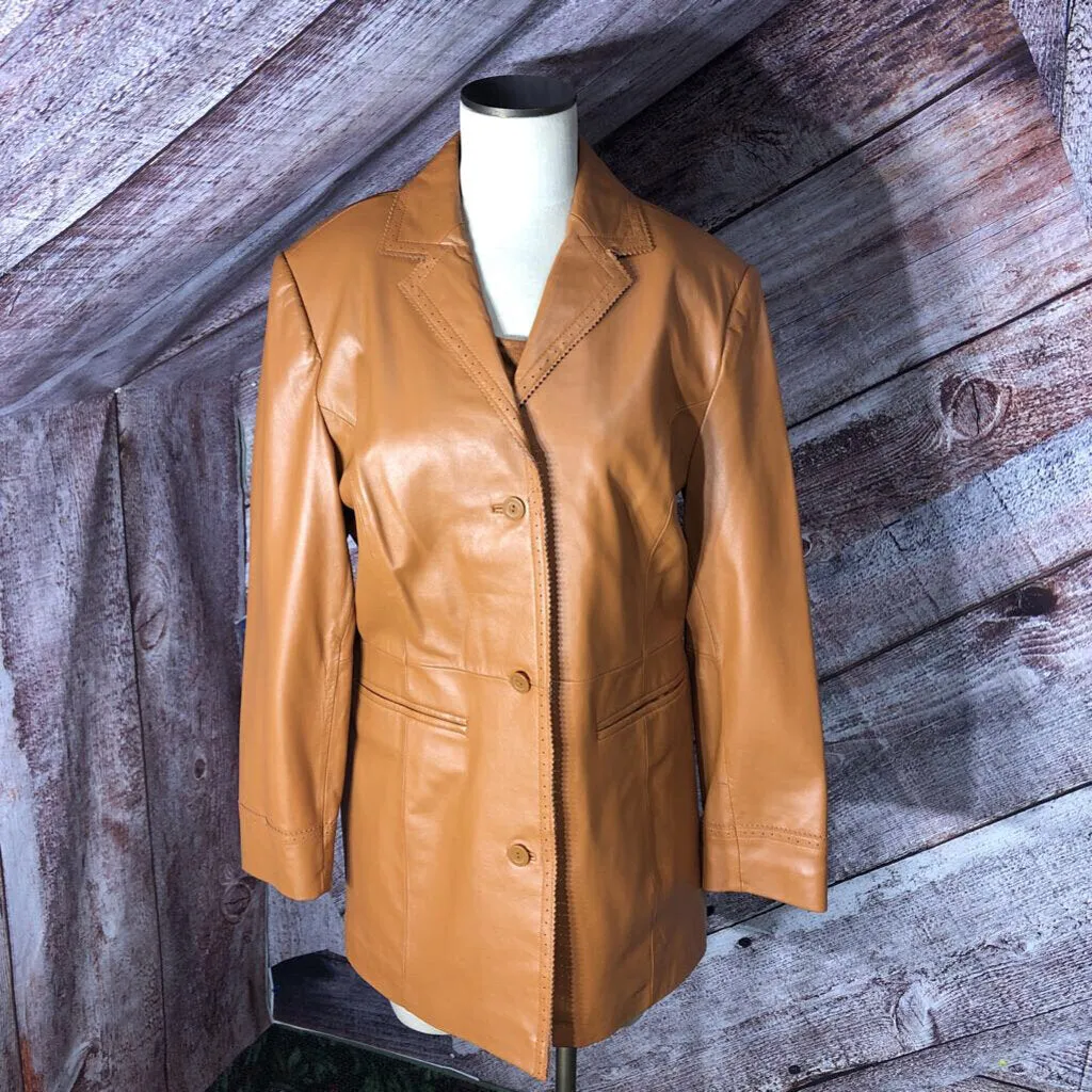 JERRY LEWIS CARAMEL BROWN JACKET TOP SET SZ M TCC