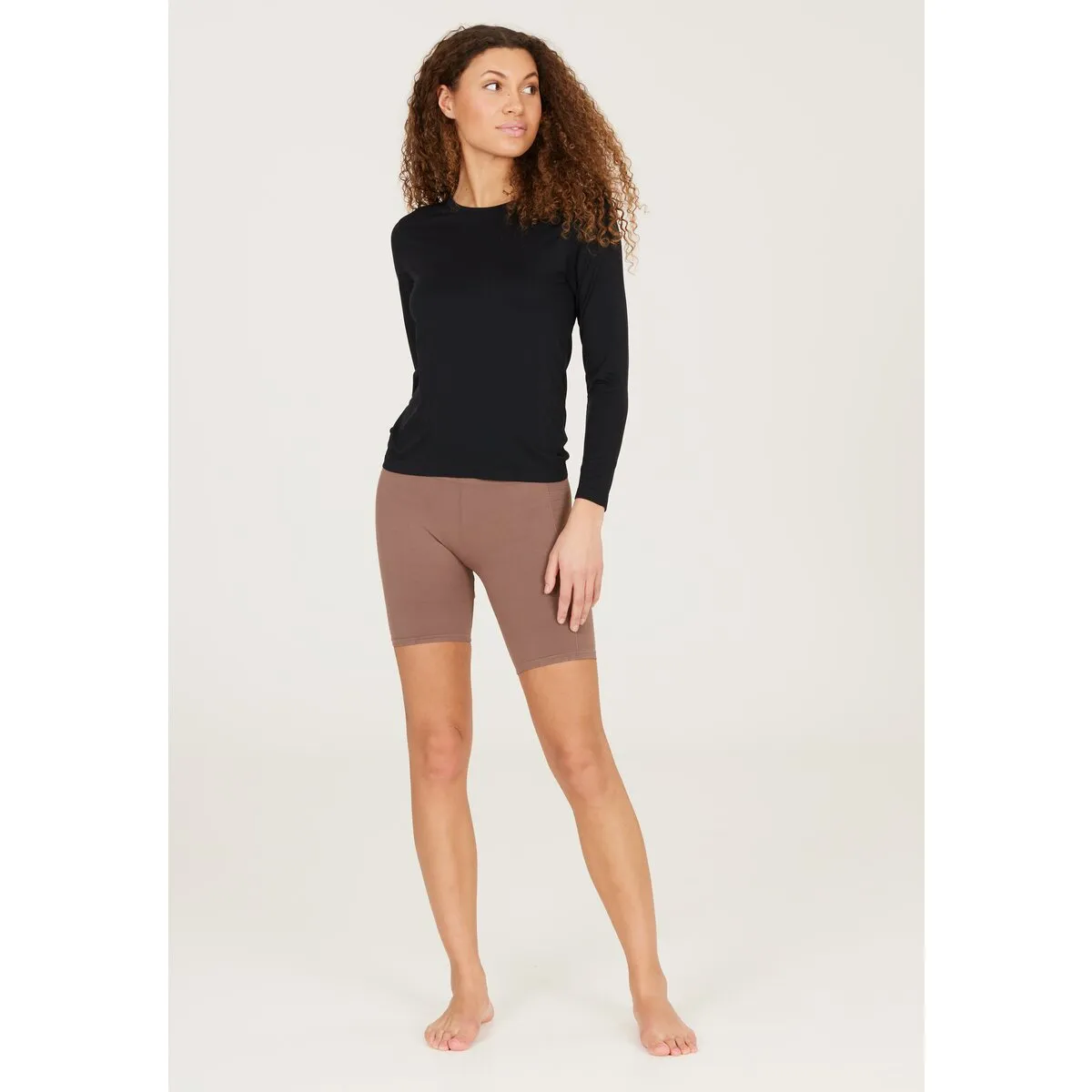 Julee Womenswear Loose Fit Long Sleeve Seamless Tee - Black