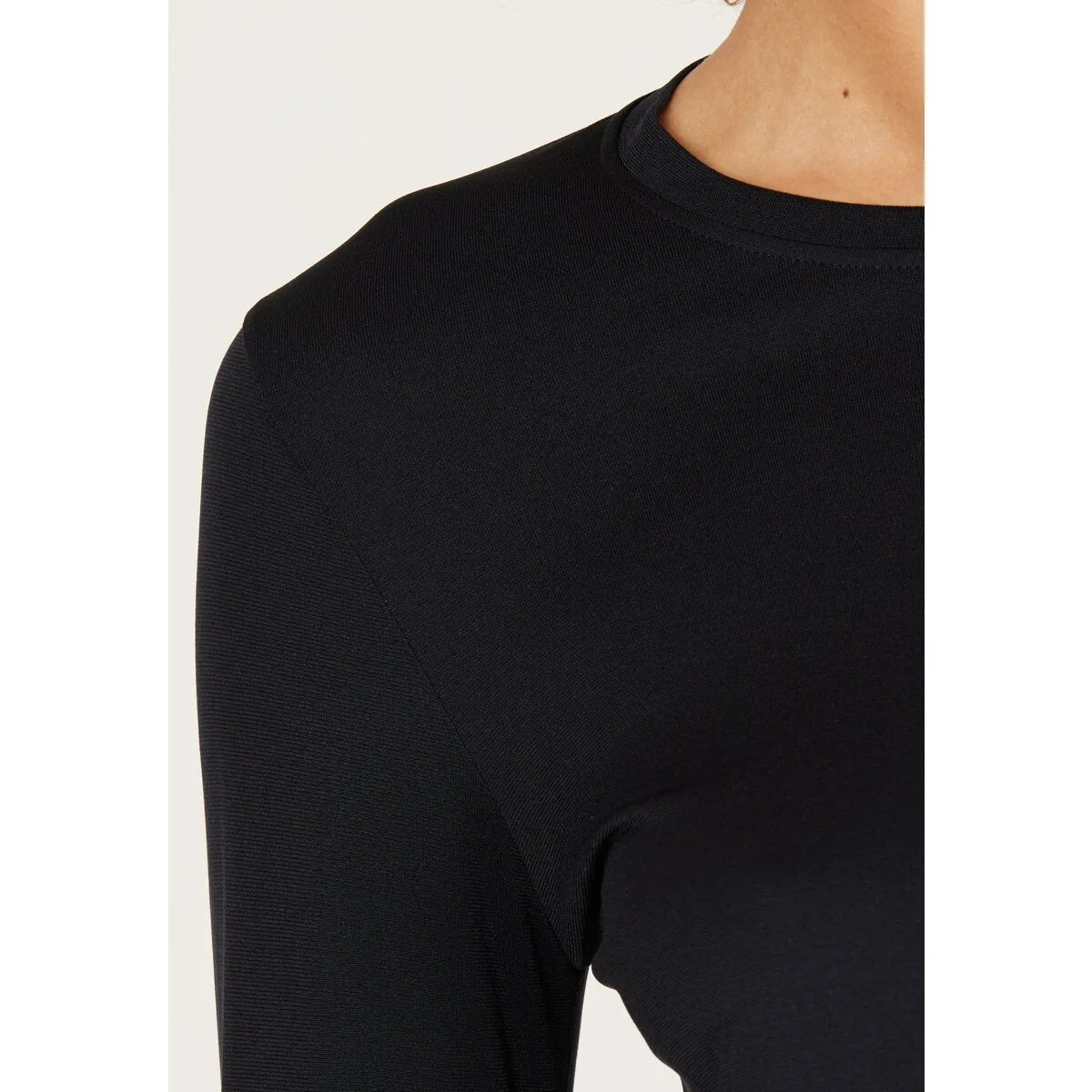 Julee Womenswear Loose Fit Long Sleeve Seamless Tee - Black