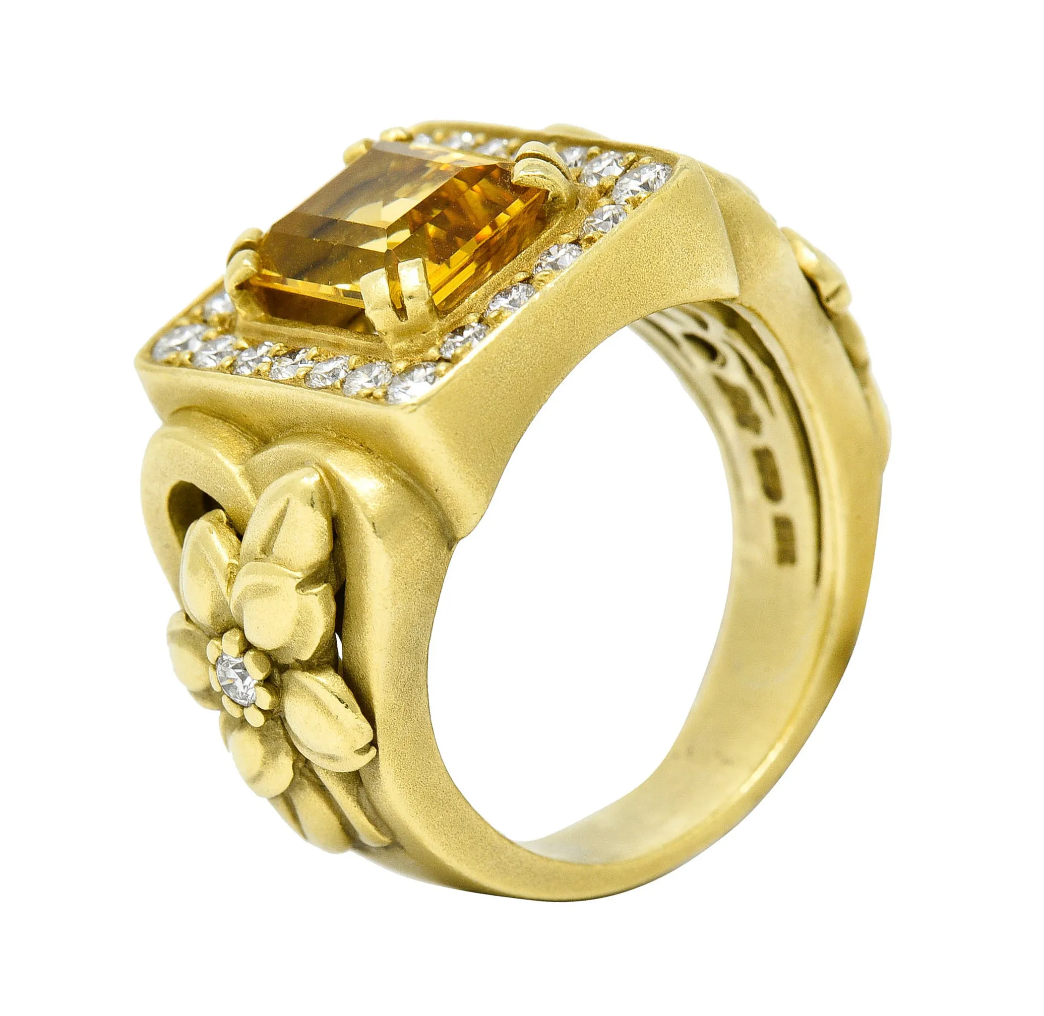 Kieselstein Cord Heliodor Golden Beryl Diamond 18 Karat Gold Flower Ring