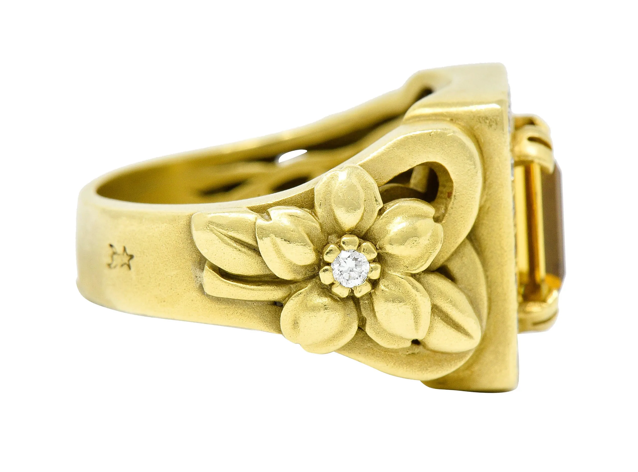 Kieselstein Cord Heliodor Golden Beryl Diamond 18 Karat Gold Flower Ring