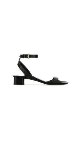 Leather Heels Sandals - Black