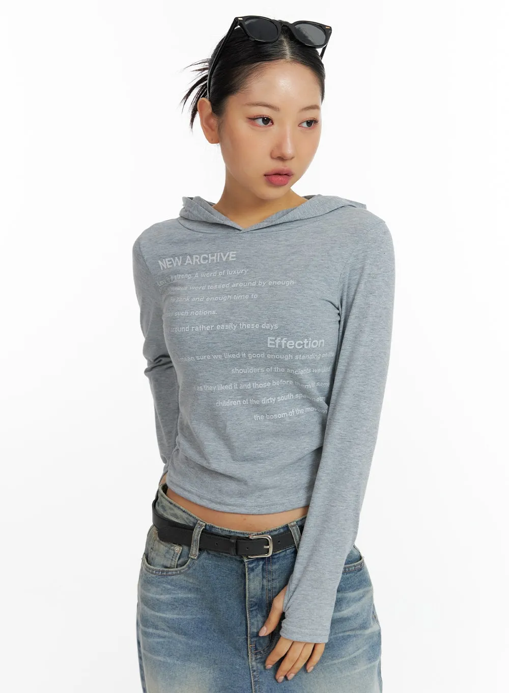 Lettering Hooded Crop Tee CF419