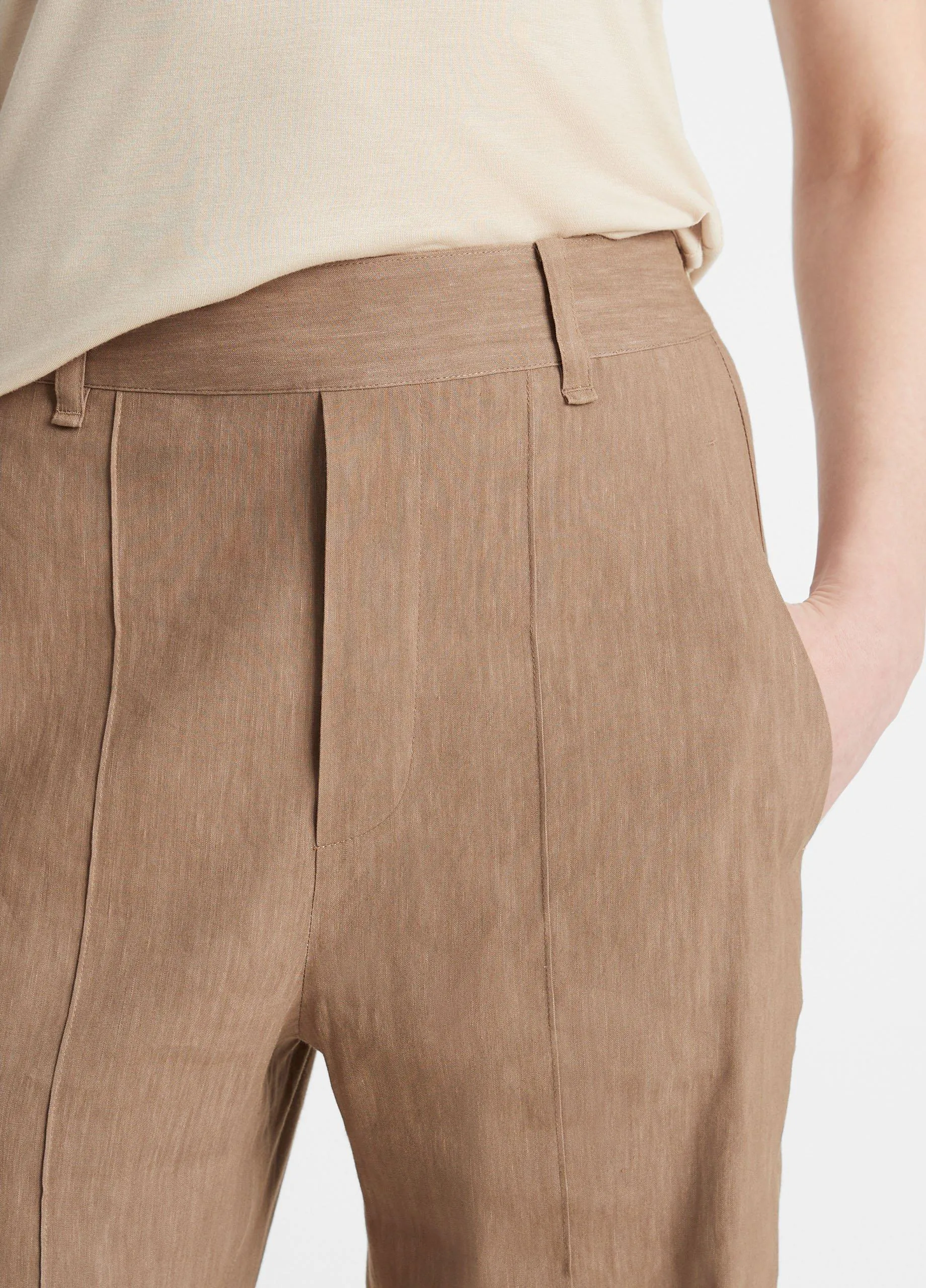 Linen-Blend High-Waist Pull-On Pant