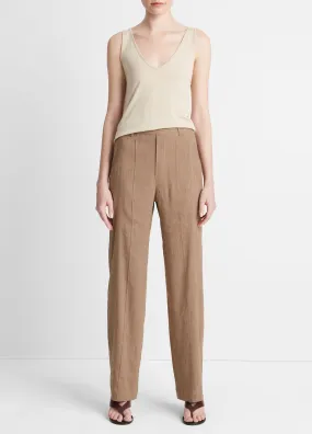 Linen-Blend High-Waist Pull-On Pant