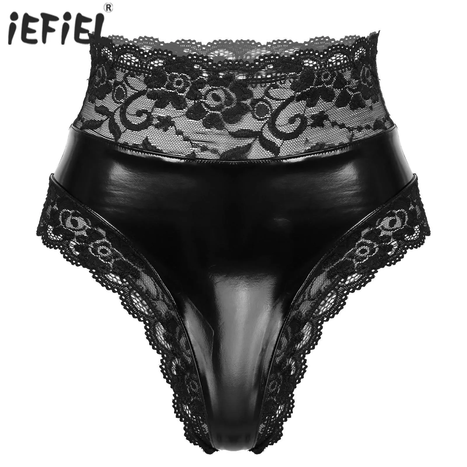 Lingerie Panties High Waist Underpants Wetlook Leather