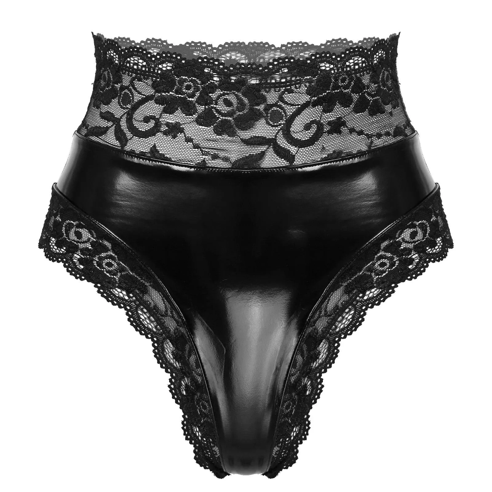 Lingerie Panties High Waist Underpants Wetlook Leather