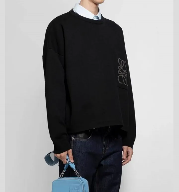 LOEWE  |Nylon U-Neck Long Sleeves Plain Cotton Logo Luxury