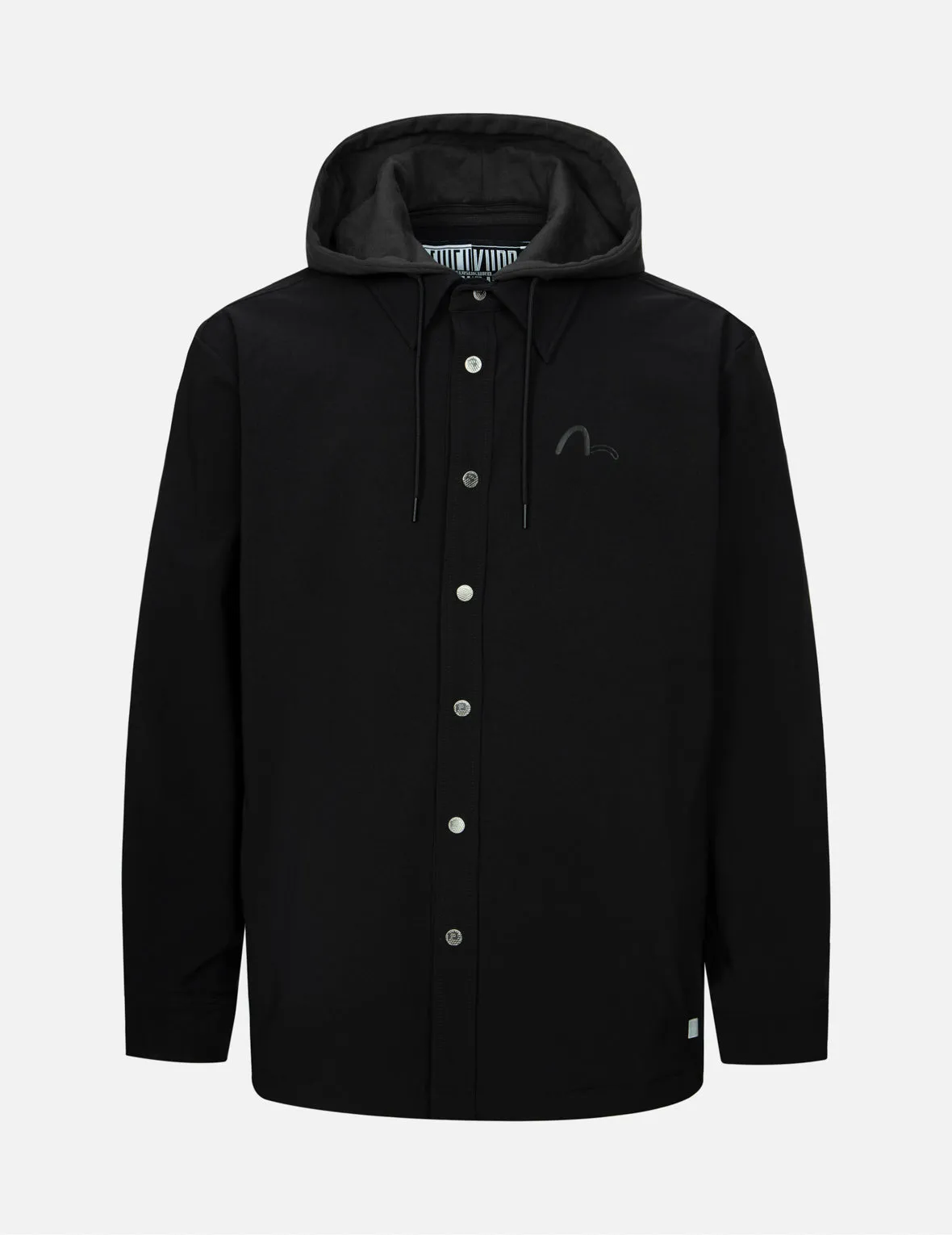 Logo and Kamon Print Regular Fit Shirt Jacket with Detachable Hood