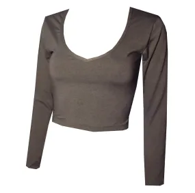 Long Sleeve Crop Top in Grey TP04