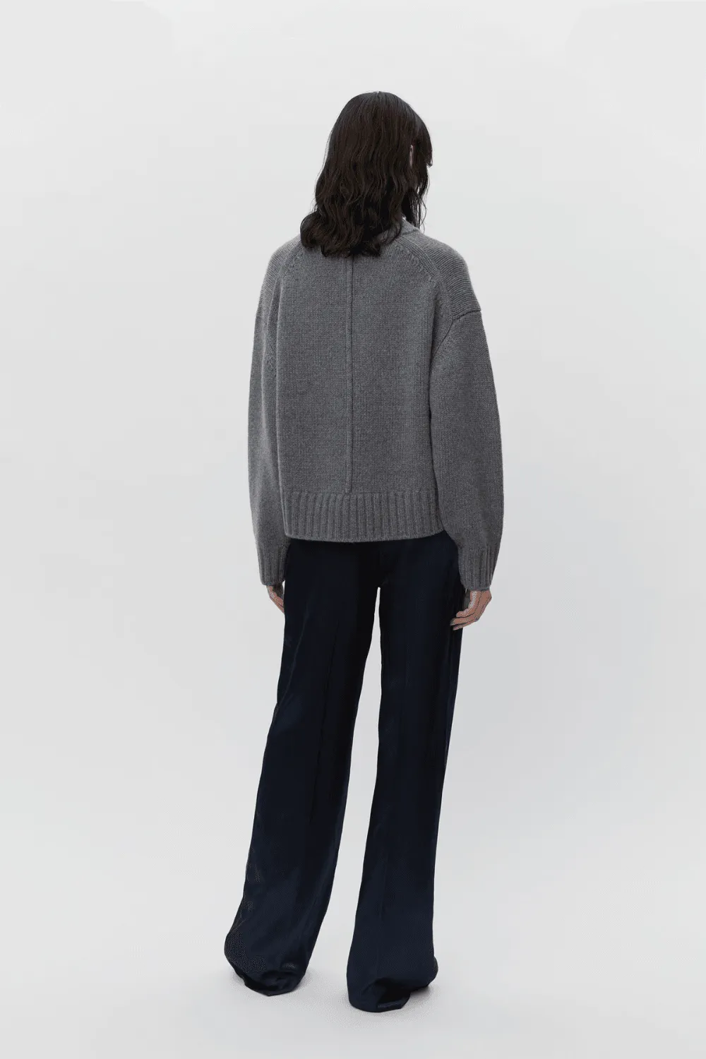 Lula - Daily Cashmere Sweater in Dark Grey Melange