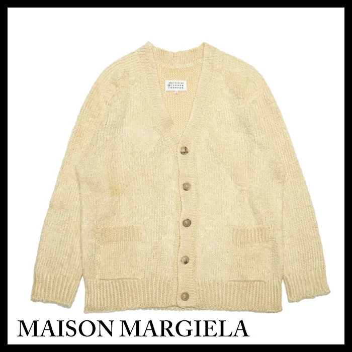 Maison Margiela  |Linen V-Neck Long Sleeves Plain Front Button Designers