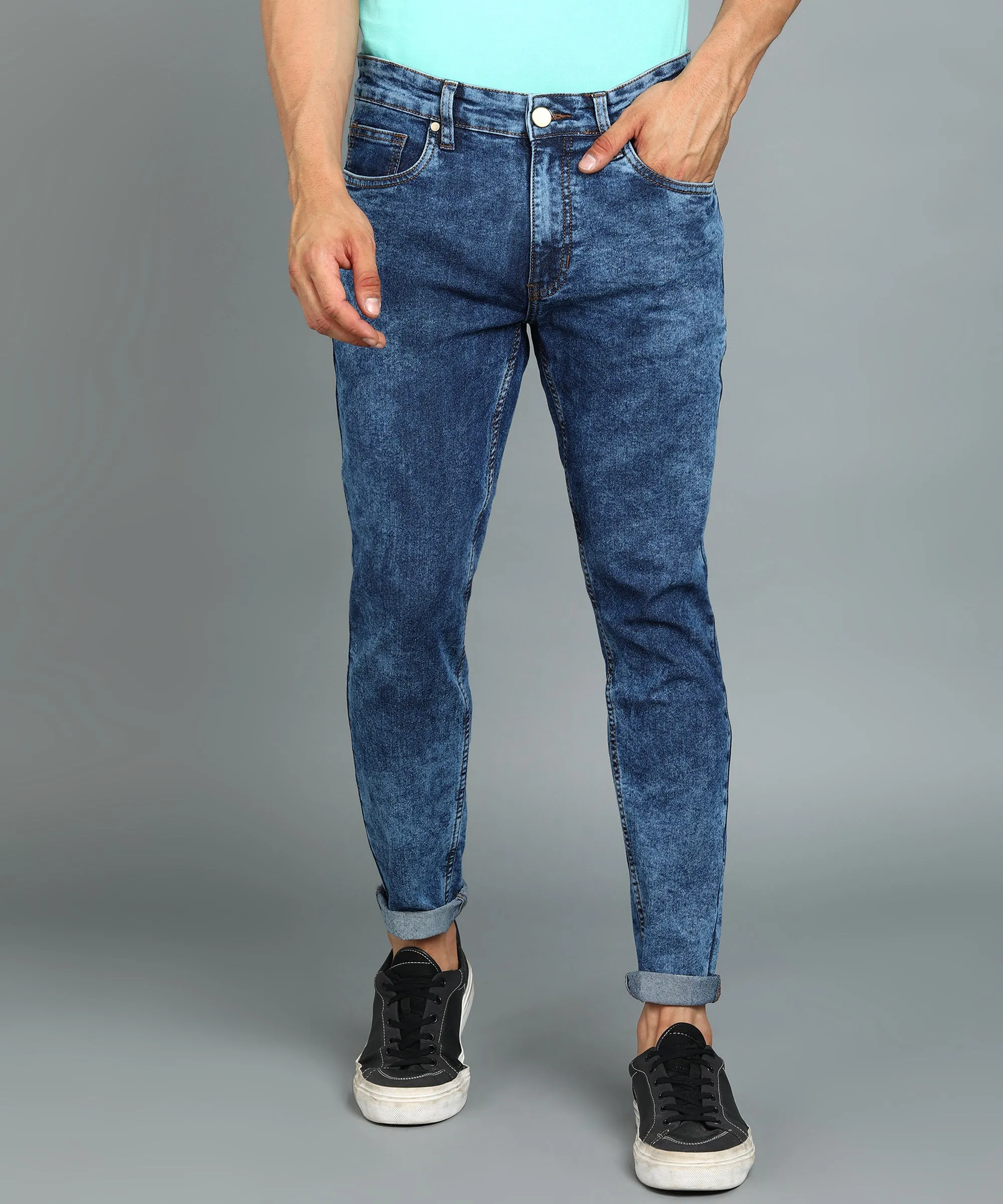 Men's Blue Slim Fit Washed Jeans Stretchable